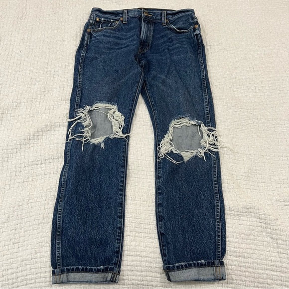 KHAITE Denim - Khaite Kyle Jeans Distressed Mid Rise Dark Wash Size 26